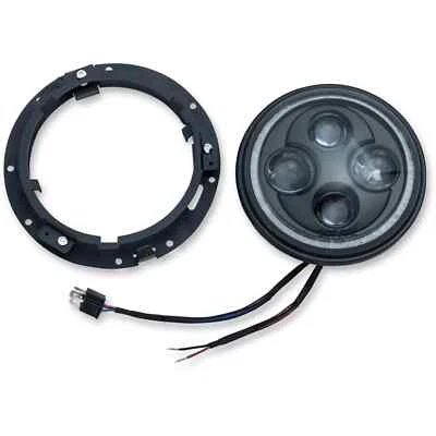 Kuryakyn 2460 7" Orbit Vision Black LED Headlight with White Halo - Image 1 of 4