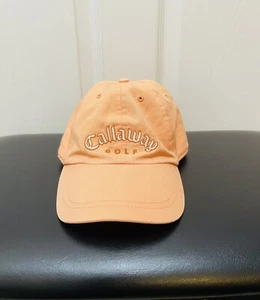 Callaway Golf Hat Cap Embroidered Logo Orange 100% Cotton Adjustable Strap - Picture 1 of 10