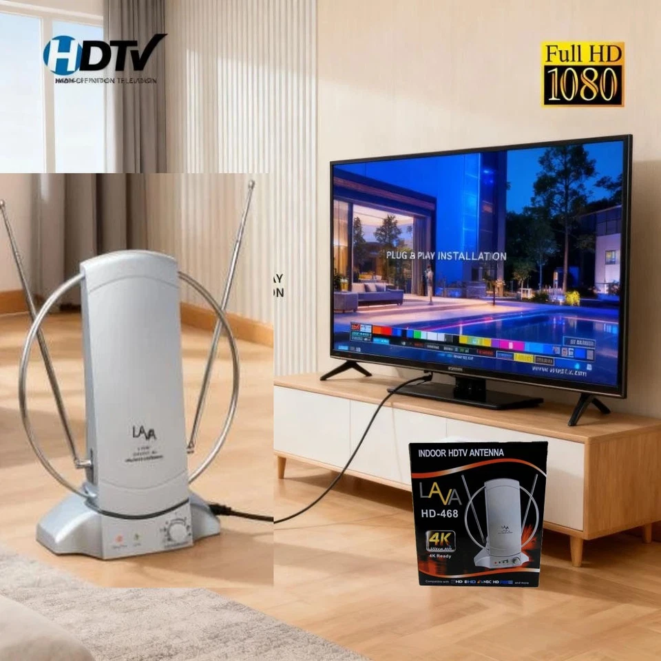 Indoor Digital TV Antenna Table Amplified Signal Booster HDTV UHF VHF FM - Изображение 1 из 4