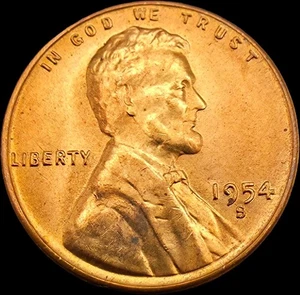 Lincoln Wheat Cent 1954 S BU brillante sin circular - Imagen 1 de 2