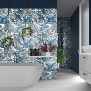 BOTANICAL BLUE FOREST - RIVESTIMENTO A COMPOSIZIONE EFFETTO CARTA DA PARATI 25X7 - Foto 1 di 7