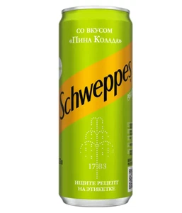 Empty 2025, Schweppes, Pina Colada 330 ml/11.2 fl oz; BOTTOM opened, Belarus 6PC - Picture 1 of 8