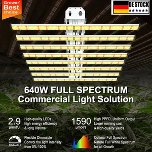LED Grow Lights 640W 8 Bar/Tira Samsung 660nm Blanco Espectro Completo para Hidroponía - Imagen 1 de 12