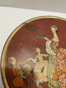 Antique National Biscuit Co UNEEDA BISCUIT Colonial Dancer Mom Children Tin 7.5" - Picture 1 of 5