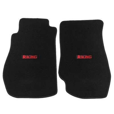 Fit For 03-09 Nissan 350Z Coupe Black Floor Mat Carpet Nylon Front w/ Red Racing - Image 1 of 4