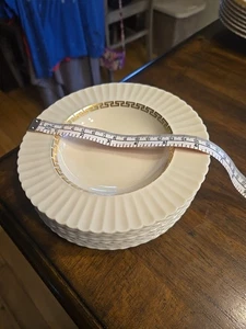 "JUEGO DE 8 FRUTEROS PEQUEÑOS LENOX CHINA CRETAN 0316 MARFIL DORADO GRIEGO ADORNO DE LLAVE 6,5""" - Imagen 1 de 9