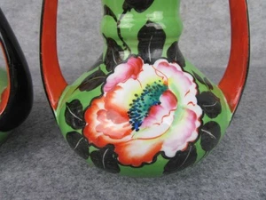 SCREAMING ART DECO Vintage TricoChina Nagoya Japan China Art Vases - Picture 1 of 22