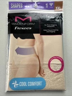 Tanga de encaje Maidenform Flexees suavizante ropa moldeadora fresca comodidad desnuda 3XL Foto 1 de 2