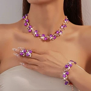 Strass Braut Halskette und Ohrringe Hochzeit Schmuck Set. - Bild 1 von 8