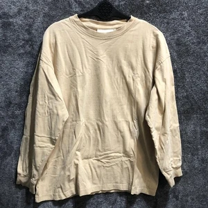 H&M Hemd Herren Medium hellbraun beige Rundhals Langarm einfarbig Basic Freizeit uni - Bild 1 von 11