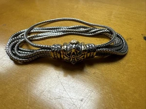 Vintage  7 Strand Spiga Chain Renaissance Revival  Fold Over Clasp Bracelet 6.5 - Picture 1 of 3