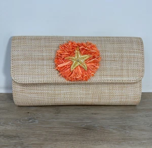 Lisi Lerch Clutch Purse Starfish Coastal Rafia Beach Does Not Include Strap - Picture 1 of 17