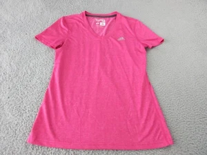 Adidas Shirt Womens Adult Small Pink Logo V Neck Casual Lightweight Athletic - Picture 1 of 10