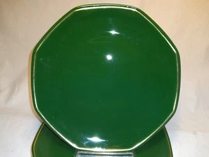 Shenango Plates 4 Emerald Green Gold Trim Octagonal Plates Vintage - Picture 1 of 10