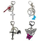 Alloy Love Flame Crossed Butterflies Keychain Girl Boy Couple Alloy Keyring