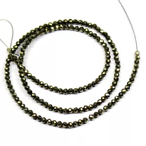 Pyrite Golden Coated Faceted Beads 13 inch Briolette Natural Loose Gemstone - Picture 1 of 3