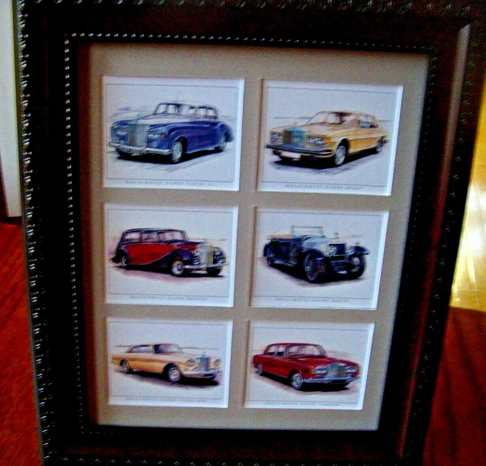 ROLLS ROYCE  - 6  REPRO TRADE CARDS IN A MAT  (FRAMED $47 -UNFRAMED  $24  EACH - Image 1 of 4