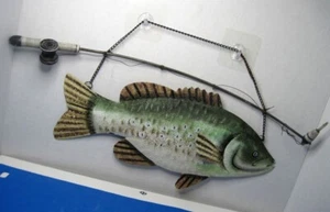 Large 14" Tin Metal Fish & fly Rod - Picture 1 of 23