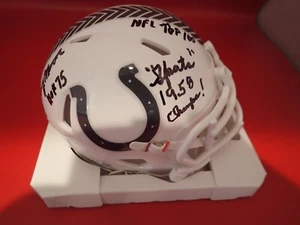 Lenny Moore Signed STS 3 Mini Helmet W/HOF 75+NFL TOP 100+SPATS Beckett 2W881290 - Picture 1 of 3