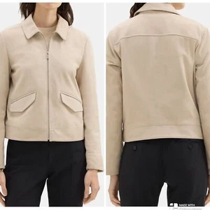 RRP US$795 Theory women Short Zip Jacket in Suede Sand NWT - Picture 1 of 7
