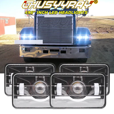 For Freightliner FLD120 FLD112 Classic Pair 4x6inch led Headlight Hi-Lo DRL Turn - Image 1 of 4