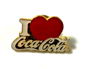 Coca Cola Vintage 1970s Mini 1 inch Lapel Pin I Love Heart Coca-Cola Pinback VG! - Picture 1 of 4