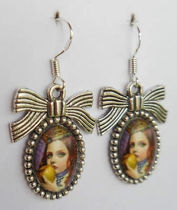 Eldritch Elegance: Bite Me earrings altered art gothic girl creepy pretty bows - Picture 1 of 3