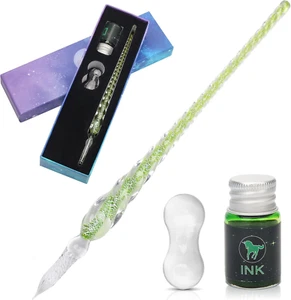 Glass Pen Set, Glass Dip Pen with and Pen Holder Art Crystal Glass Pens for Sign - Picture 1 of 7