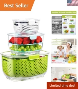 Vegetable Storage Containers 3-Piece BPA-Free Fridge Organizers for Fresh Pro... - Picture 1 of 10