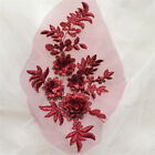 3D Flower Motif Embroidery Lace Trims Bridal Applique Tulle DIY Wedding Dress