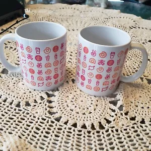 2 Dunkin Donuts 2018 Holiday Peace Sign Love Heart Ceramic Coffee Tea Cup Mug - Picture 1 of 8