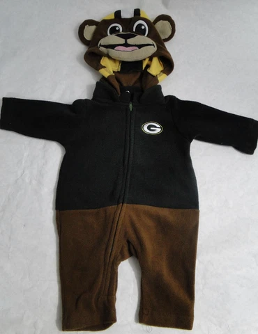 Mascot Wear Green Bay Packers Fleece Outfit w/ snap off hood Cover
