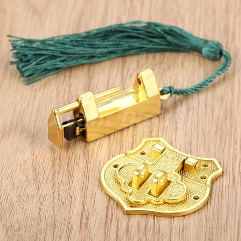 1Set Gold Color Chinese Old Vintage Padlock Retro Jewelry Box Lock Latch Clasp Cover