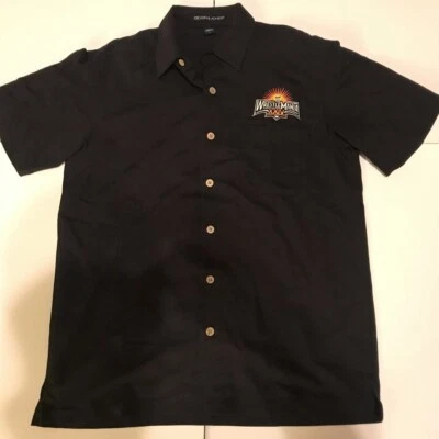 Devon & Jones Mens WrestleMania XXIV Button Up Shirt Black Short Sleeve Pocket L - Image 1 of 4