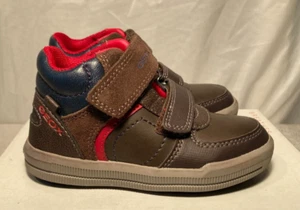 Geox Boys Arzach Brown Leather Riptape Trainer Boots UK Kids 7.5 / 25 - Picture 1 of 14