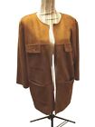 Ruby Rd Brown Faux Suede Open Front Unlined Jacket W/Pockets Size 18