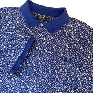 Polo Ralph Lauren Blue Floral Print Polo Shirt Short Sleeve Size 2XLT Tall - Picture 1 of 13