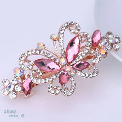 Pequeña pinza de pelo de estrás de mariposa de cristal para fiesta de bodas Regalo de joyería Foto 1 de 4