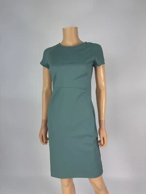 Vestido vaina de lana Narciso Rodriguez verde azulado manga gorra recortada hasta la rodilla talla 40 Foto 1 de 4