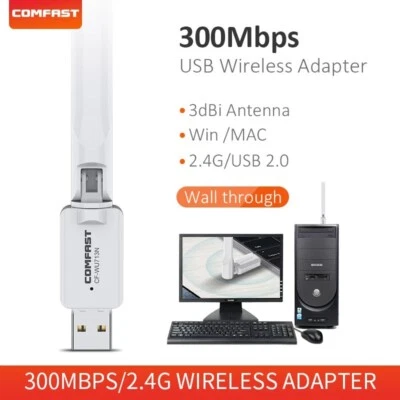 NewFast N300 Wi-Fi USB Adapter/Dongle+Hotspot with External Adjustable Antenna - Image 1 of 4