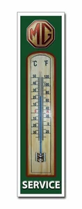 MG SERVICE METAL AND WOOD THERMOMETER.CLASSIC BRITISH MG CARS.GARAGE THERMOMETER - Picture 1 of 2