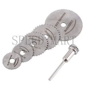 Cutting Discs Mandrel HSS Rotary Circular Saw Blades Tool For Dremel Cutoff 6PCS - Picture 1 of 7