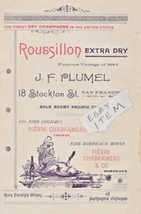 1890 AD SAN FRANCISCO J F PLUMEL Roussillon CHAMPAGNE COGNAC White Star LAUNDRY - Picture 1 of 1
