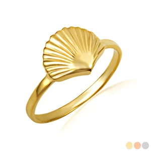 Gold Ocean Seashell Beach Ring (Available in Yellow/Rose/White Gold) - Picture 1 of 5