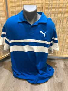 Puma Golf Kurzarm Herren Poloshirt weiß und blau XL 100% Baumwolle H521 - Bild 1 von 11