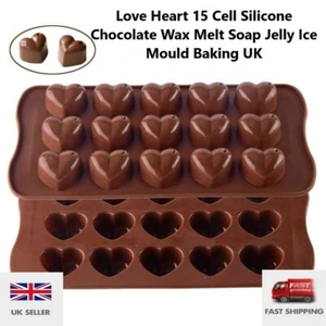 Love Heart 15 Cell Silicone Chocolate Wax Melt Soap Jelly Ice Mould Baking UK - Picture 1 of 3