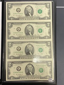2009 World Reserve Monetary Exchange Uncut Sheet $2 Dollar Bills Book/Folder 34B - Picture 1 of 4
