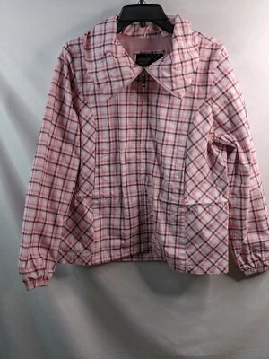 Chaqueta Zero XPosur Mujer Mediana Rosa Cuadros Abrigo de Lluvia Cremallera Cuello Poliéster Foto 1 de 4