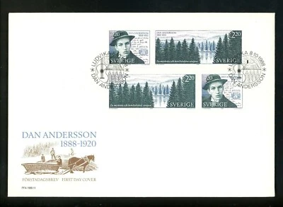 Postal History Sweden FDC #1704-1705 Literature poet Forest 1988 - Image 1 of 4