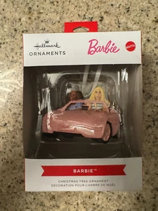 New Red Box Hallmark Christmas Ornament Barbie Mattel In Pink Convertible Car - Picture 1 of 1